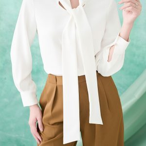 Áo lụa thắt nơ cổ