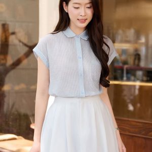 Áo sơ mi vai chờm túi ốp ngực