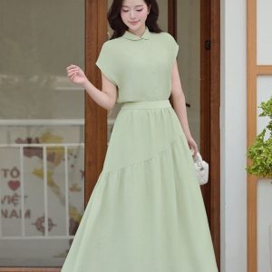 Chân váy xòe nhún 2 tầng chun sau